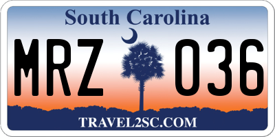SC license plate MRZ036