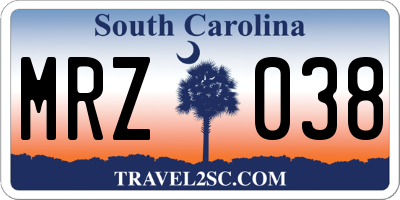 SC license plate MRZ038
