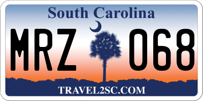 SC license plate MRZ068