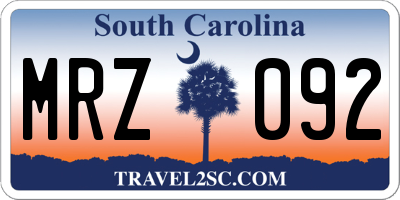 SC license plate MRZ092