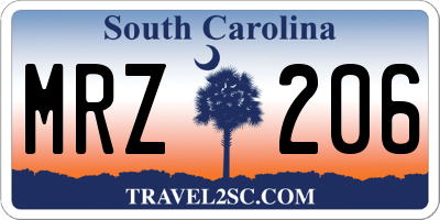 SC license plate MRZ206