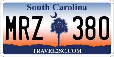 SC license plate MRZ380