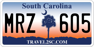 SC license plate MRZ605