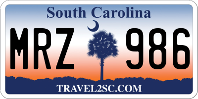 SC license plate MRZ986