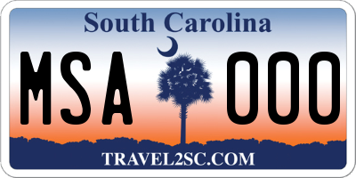 SC license plate MSA000
