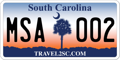 SC license plate MSA002