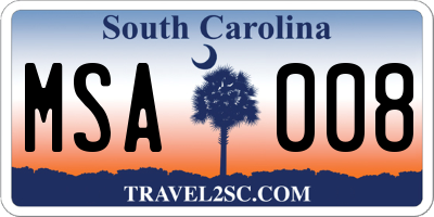 SC license plate MSA008