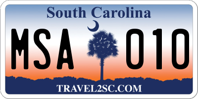 SC license plate MSA010