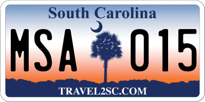 SC license plate MSA015