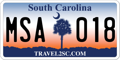 SC license plate MSA018
