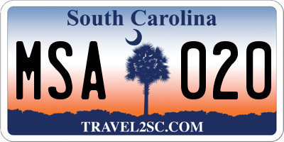 SC license plate MSA020