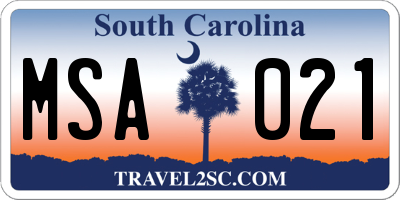 SC license plate MSA021