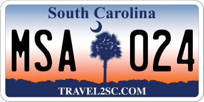 SC license plate MSA024