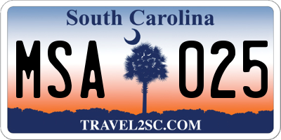 SC license plate MSA025