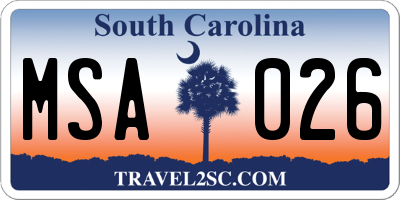 SC license plate MSA026