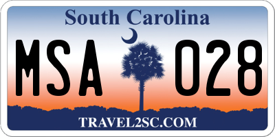 SC license plate MSA028