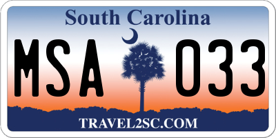 SC license plate MSA033