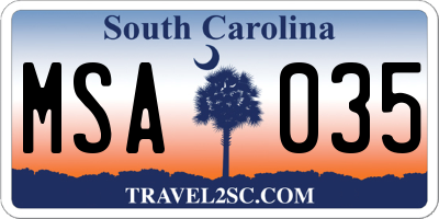 SC license plate MSA035
