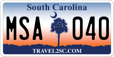 SC license plate MSA040