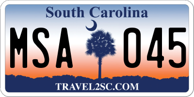 SC license plate MSA045