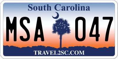 SC license plate MSA047