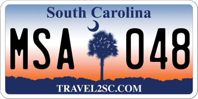 SC license plate MSA048