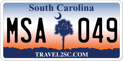 SC license plate MSA049