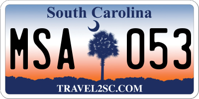 SC license plate MSA053