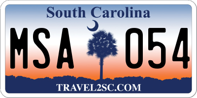 SC license plate MSA054