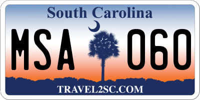 SC license plate MSA060