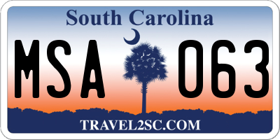 SC license plate MSA063