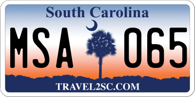 SC license plate MSA065