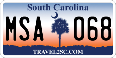 SC license plate MSA068