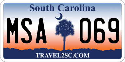 SC license plate MSA069