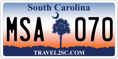 SC license plate MSA070