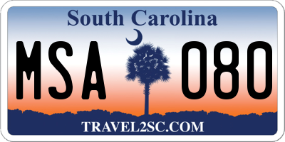 SC license plate MSA080
