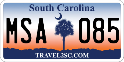 SC license plate MSA085