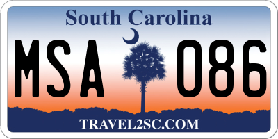 SC license plate MSA086