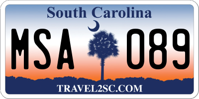 SC license plate MSA089