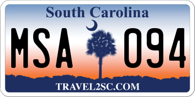 SC license plate MSA094