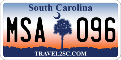 SC license plate MSA096