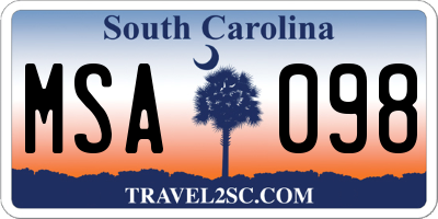 SC license plate MSA098