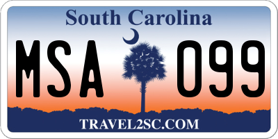 SC license plate MSA099