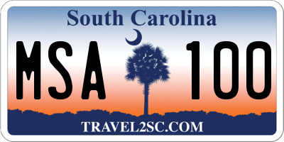 SC license plate MSA100