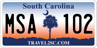 SC license plate MSA102
