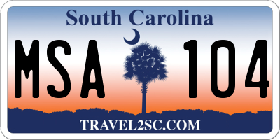 SC license plate MSA104