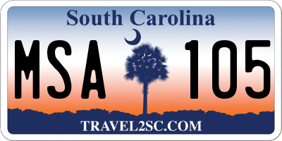 SC license plate MSA105