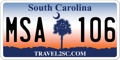 SC license plate MSA106
