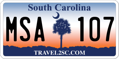 SC license plate MSA107