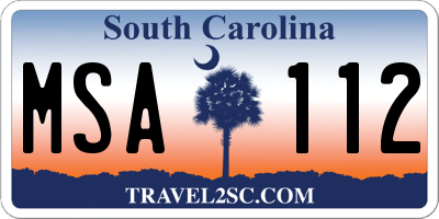 SC license plate MSA112